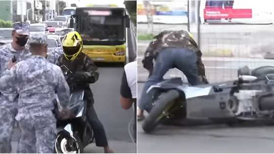 Rider na dumaan sa EDSA Busway, dalawang beses sumemplang habang sinusubukang tumakas sa awtoridad