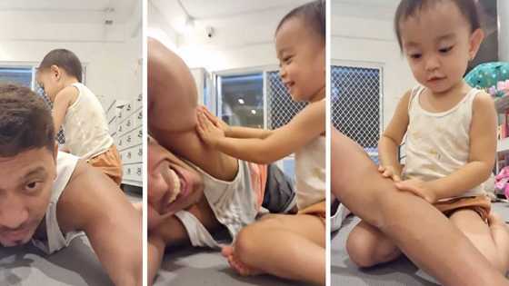 Jhong Hilario shares cute video of Baby Sarina giving him massage