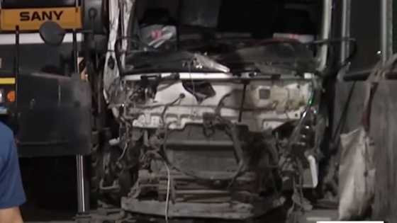 Dump truck slams into barriers and power post on Commonwealth Avenue, injures two