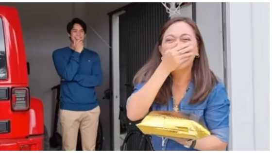 Karen Davila, kinagiliwan sa reaksyon nito nang mahulog ang dalang pasalubong