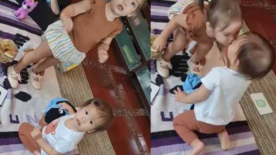 Baby Thylane attempts to kiss cousin baby Dahlia in an adorable video