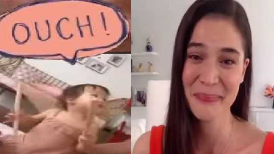 Baby Dahlia accidentally hit Anne Curtis’ leg while playing drums; Anne: “Ouch”