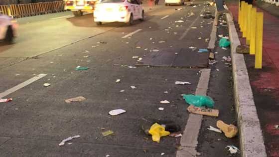 EDSA littered with trash mostly PPEs, disposable face masks and gloves